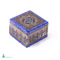 جعبه جواهرات سنگ مرمر بابایی با تذهیب فرش غیاثی سایز 8*8