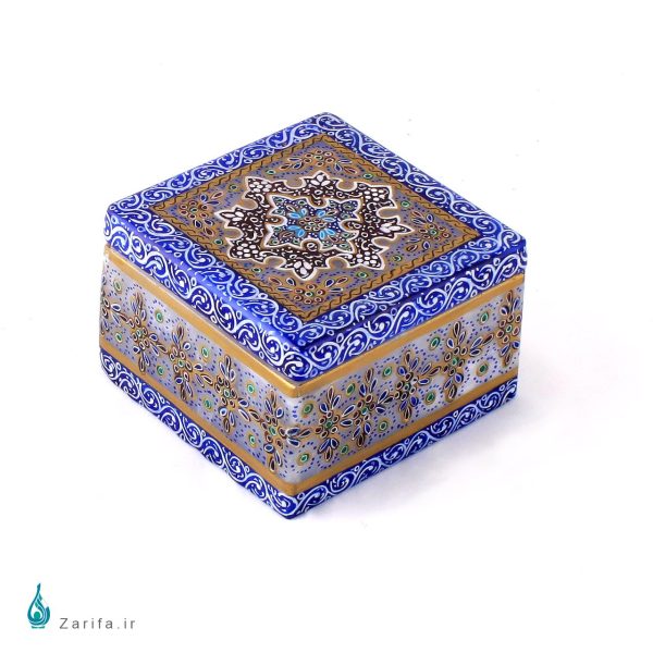 جعبه جواهرات سنگ مرمر بابایی با تذهیب فرش غیاثی سایز 8*8