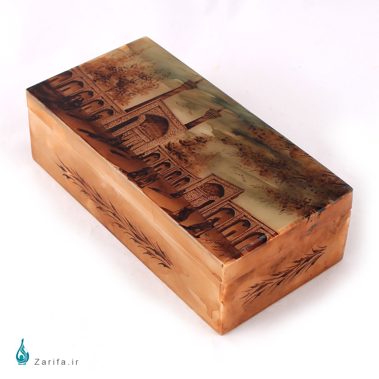 جعبه سنگ مرمر بابایی با نقاشی مسجد شاه اصفهان