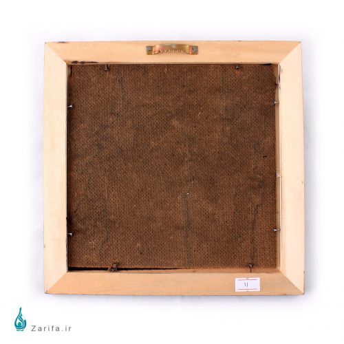 قاب سنگ مرمر دایره با مینیاتور گل و مرغ تقیار سایز 18*18 - Image 2