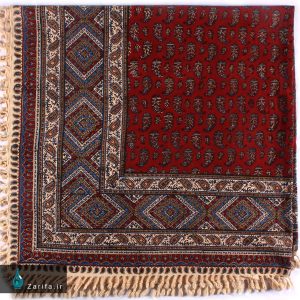 رومیزی قلمکار اعلا طرح بته سرکج زمینه قرمز