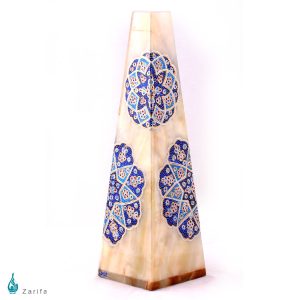 گلدان هرمی سنگ مرمر بابایی با تذهیب آبی