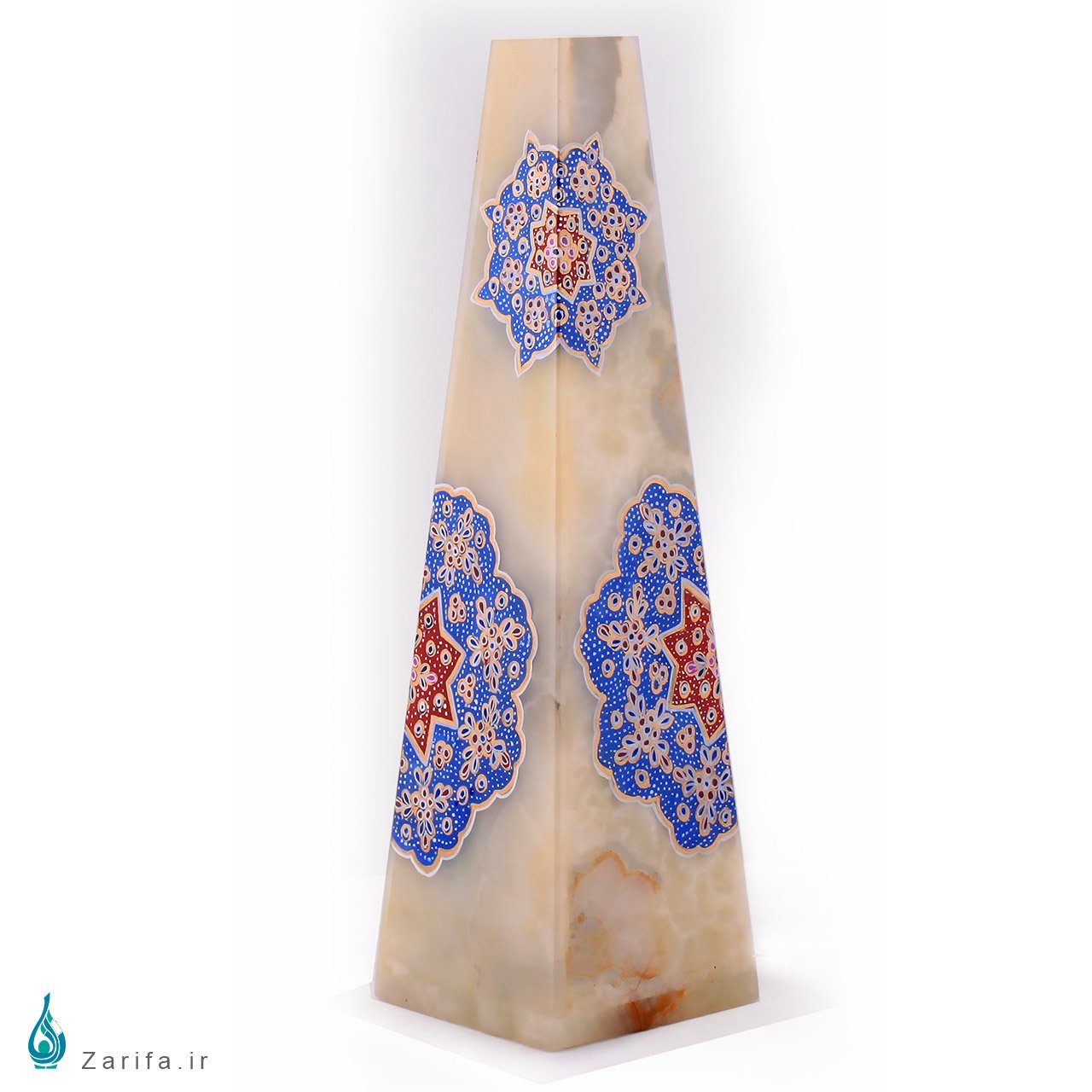 گلدان هرمی سنگ مرمر بابایی با تذهیب قیاسی - Image 2