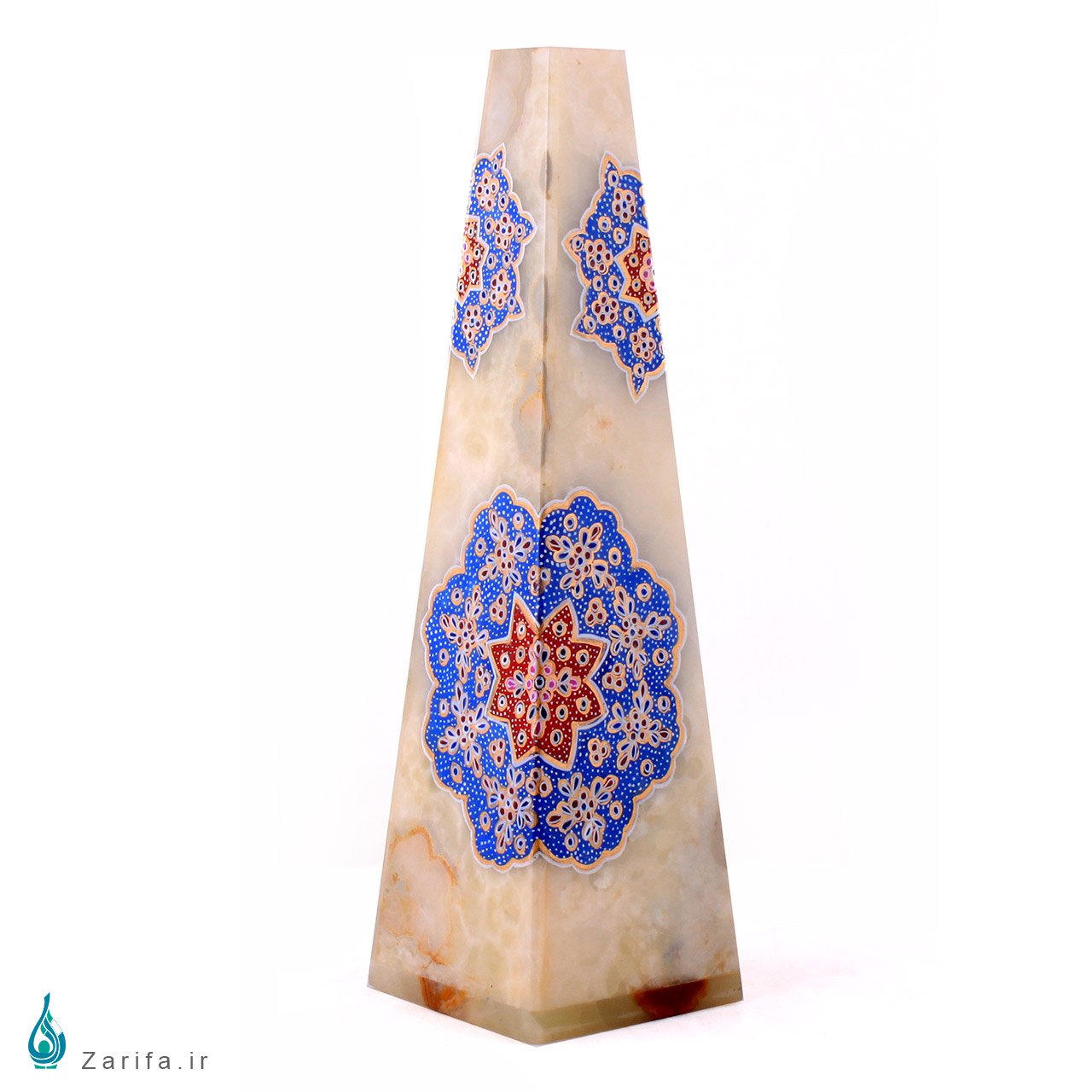 گلدان هرمی سنگ مرمر بابایی با تذهیب