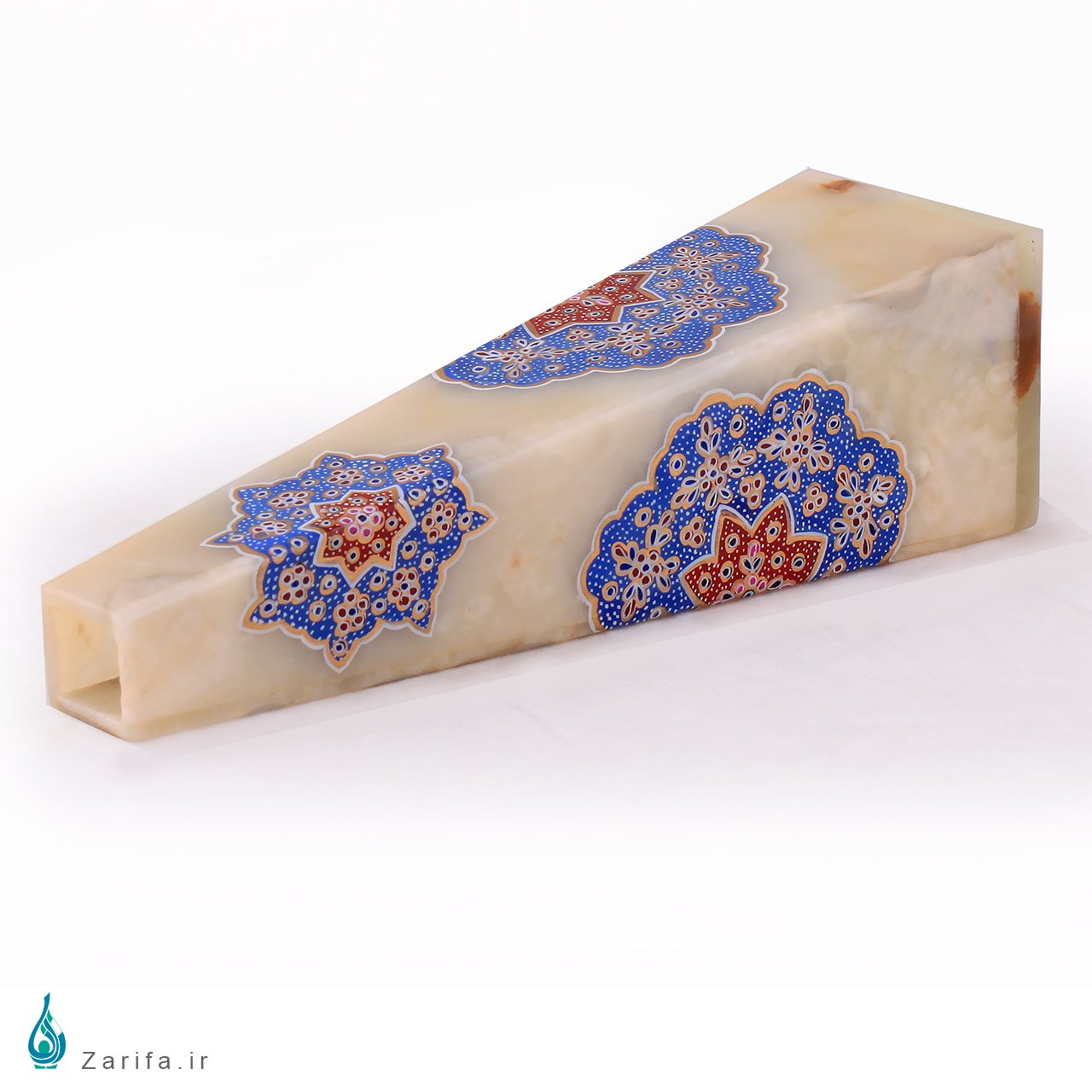 گلدان هرمی سنگ مرمر بابایی با تذهیب قیاسی - Image 3