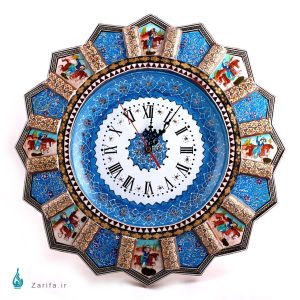 ساعت میناکاری با قاب خاتم و مینیاتور