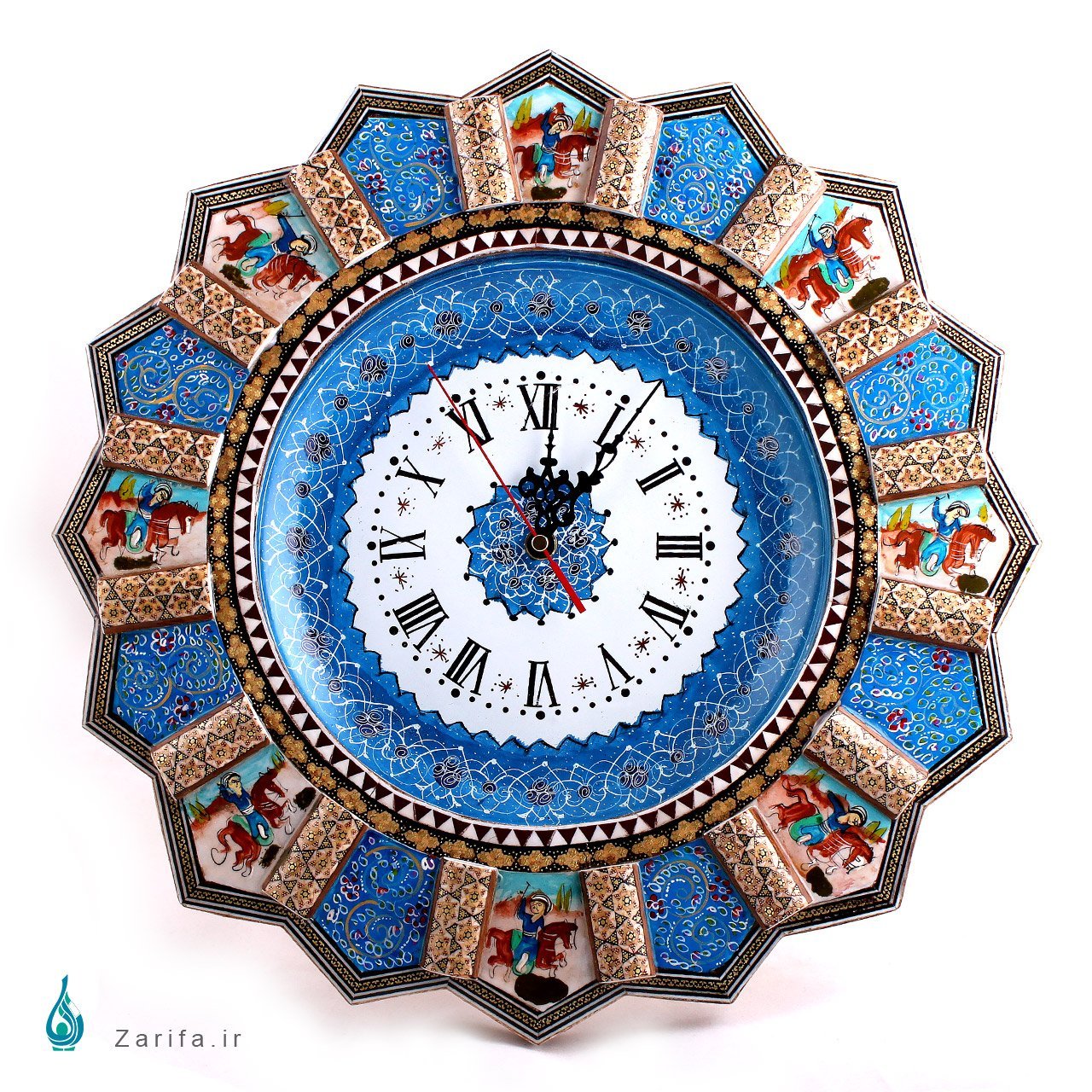 ساعت میناکاری با قاب خاتم و مینیاتور