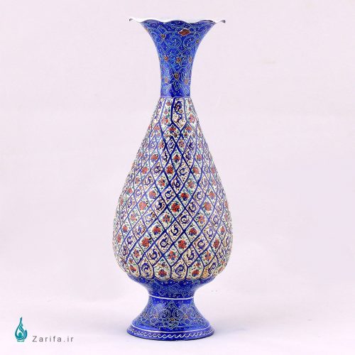 گلدان مسی میناکاری شده صراحی ارتفاع 20 سانتی متر - Image 8