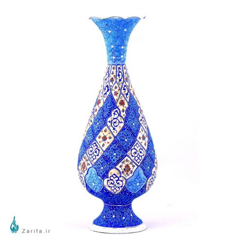 گلدان مسی میناکاری شده صراحی ارتفاع 20 سانتی متر - Image 9
