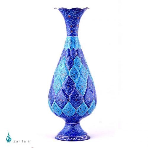 گلدان مسی میناکاری شده صراحی ارتفاع 20 سانتی متر - Image 12
