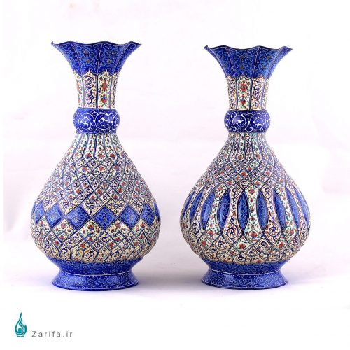 گلدان بزرگ خمره ای مینا کاری شده 30 سانتی متری - Image 3