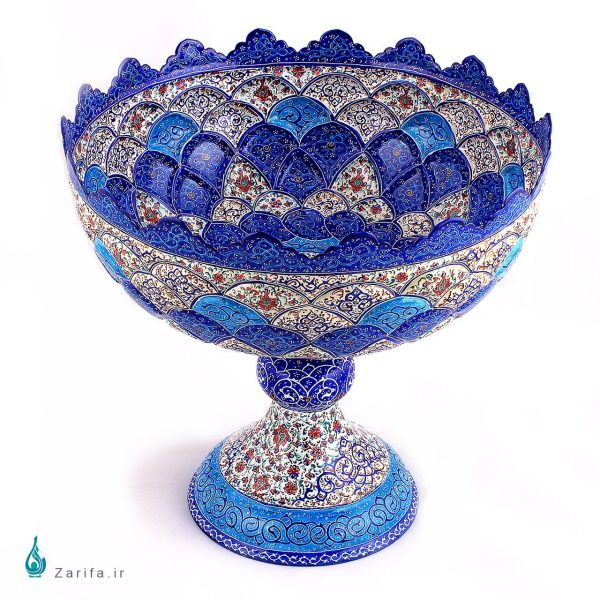 کاسه پایه دار لب دالبری میناکاری متوسط