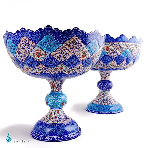 کاسه پایه دار لب دالبری میناکاری متوسط - Image 4