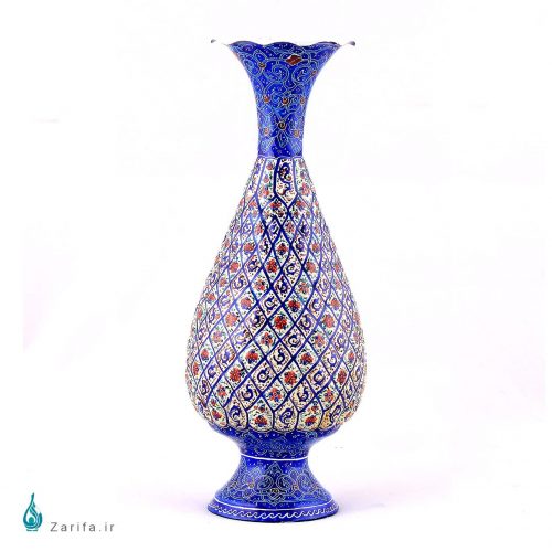 گلدان مسی میناکاری شده صراحی ارتفاع 20 سانتی متر - Image 7
