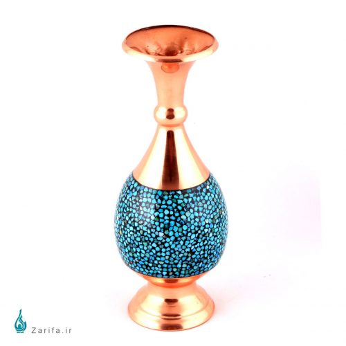 گلدان فیروزه کوبی مسی صراحی 20 سانتی