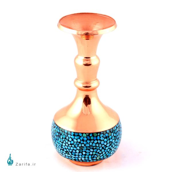 گلدان فیروزه کوب خمره ای 14 سانتی متری