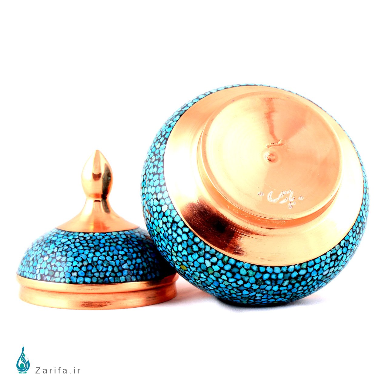 قندان فیروزه کوب مسی سایز 2 - Image 4