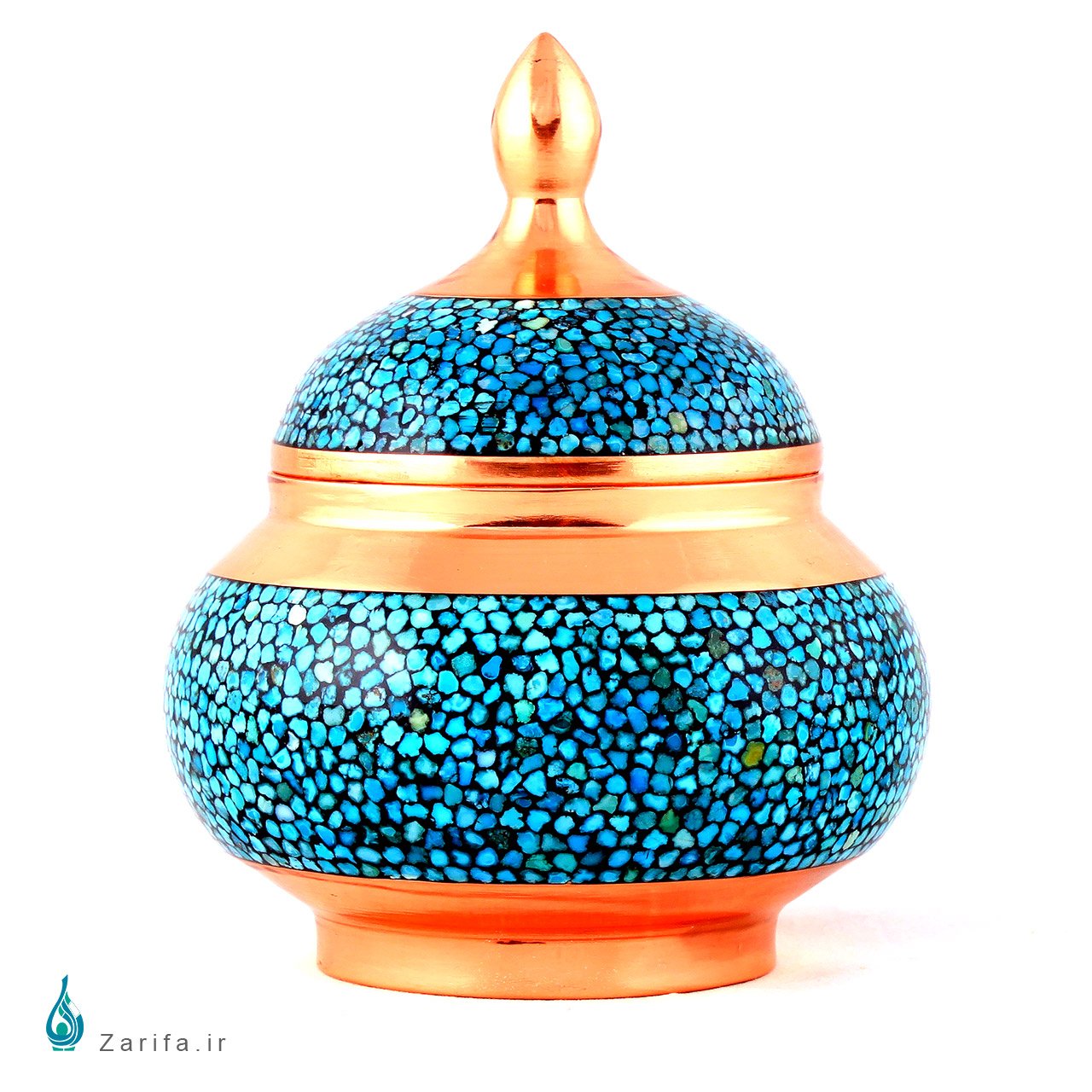 قندان فیروزه کوب مسی سایز 2 - Image 2