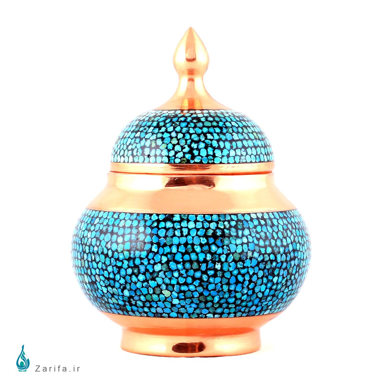 قندان فیروزه کوب مسی سایز 1 - Image 2