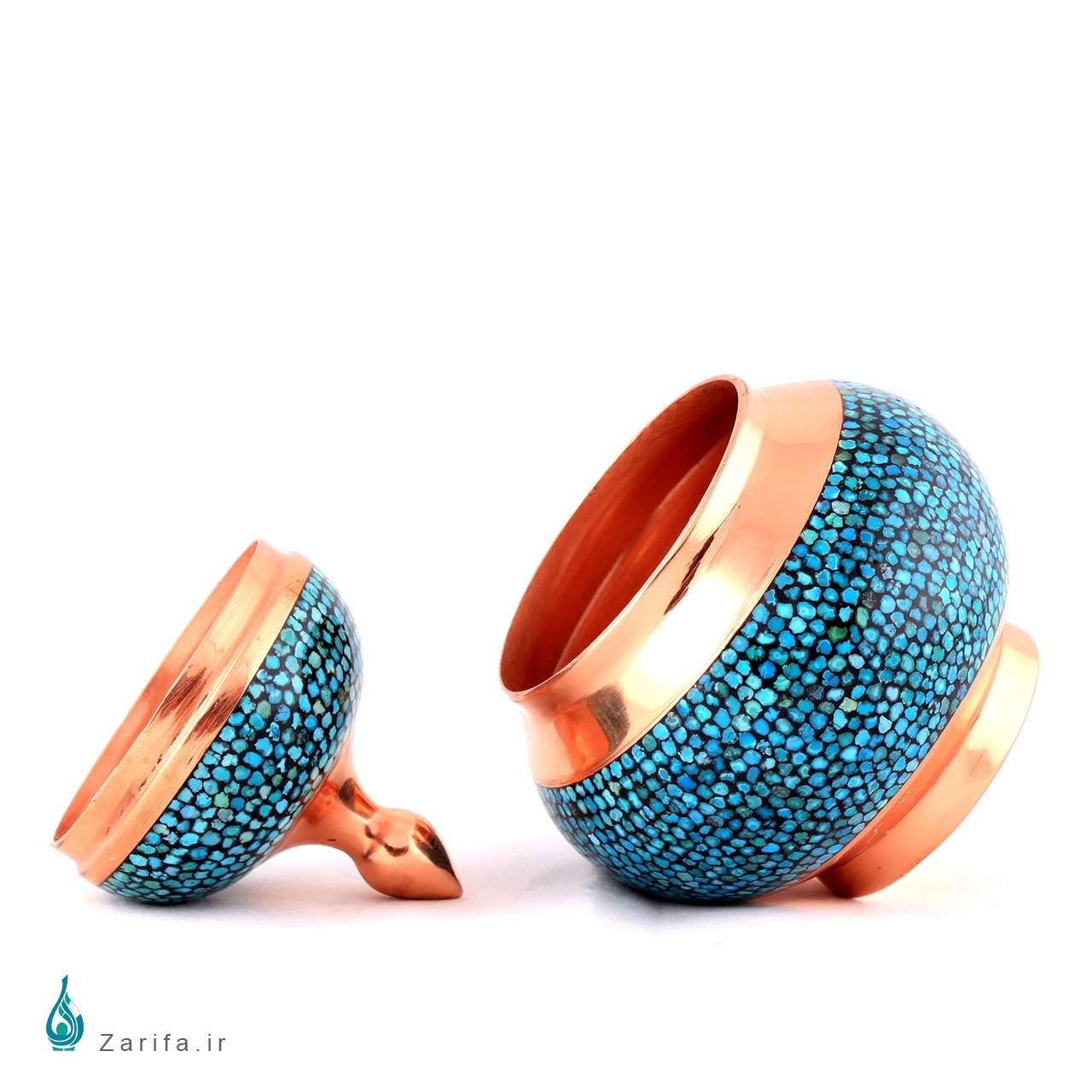 قندان فیروزه کوب مسی سایز 1 - Image 4