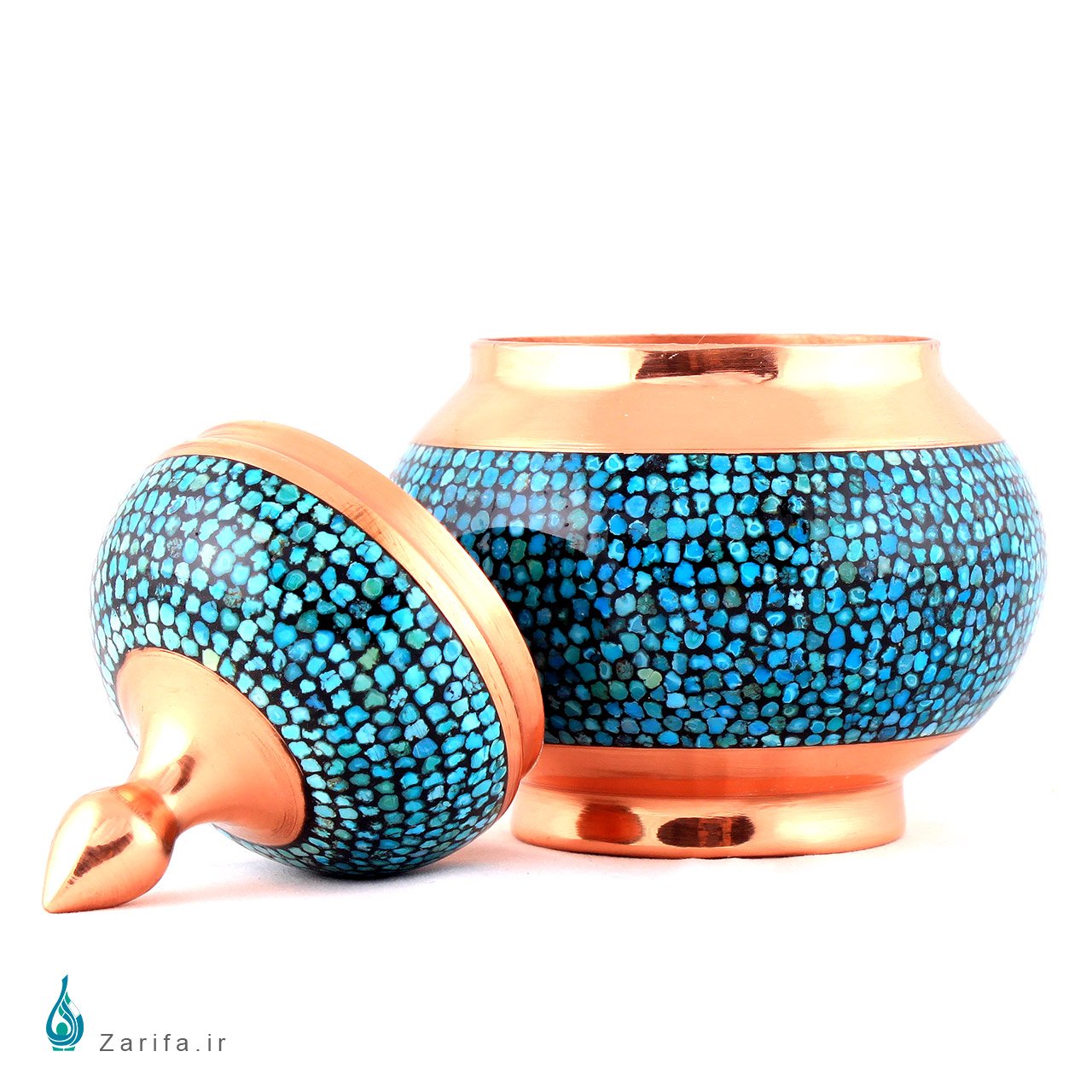 قندان فیروزه کوب مسی سایز 1 - Image 3