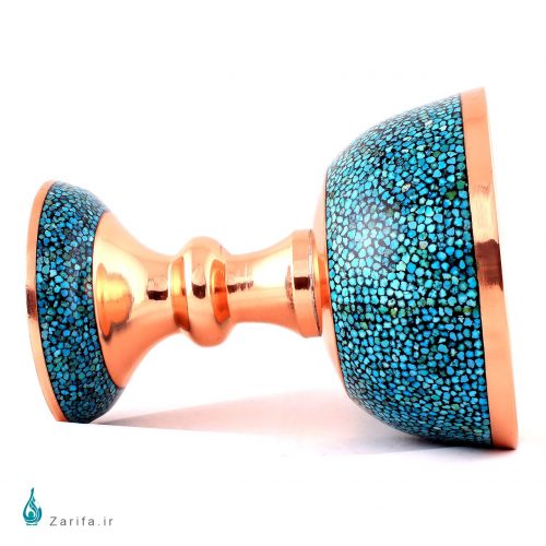 سنگاب فیروزه کوب مسی سایز 5، ارتفاع 23 سانتی متر - Image 2