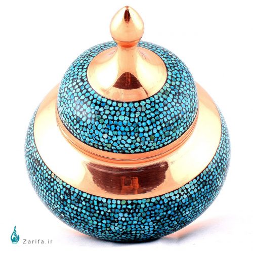 قندان فیروزه کوب مسی سایز 5 - Image 4