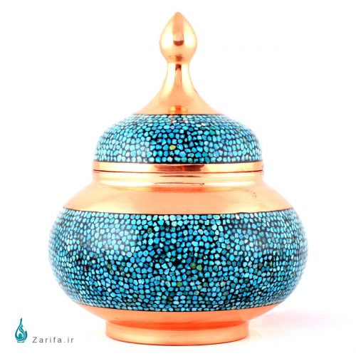 قندان فیروزه کوب مسی سایز 5 - Image 3