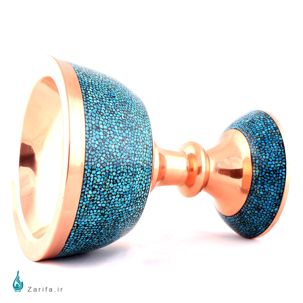 سنگاب فیروزه کوب مسی سایز 6 ، ارتفاع 28 سانتی متر - Image 2