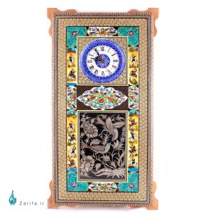 ساعت دیواری خاتم مینا قلمزنی