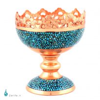 آجیل خوری فیروزه کوب مسی ارتفاع 13 سانتیمتر