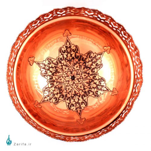 آجیل خوری فیروزه کوب مسی ارتفاع 30 سانتیمتر - Image 3