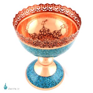 آجیل خوری فیروزه کوب مسی ارتفاع 40 سانتیمتر