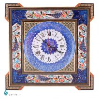 ساعت دیواری چهارگوش خاتم، مینا و نگارگری عرض 40