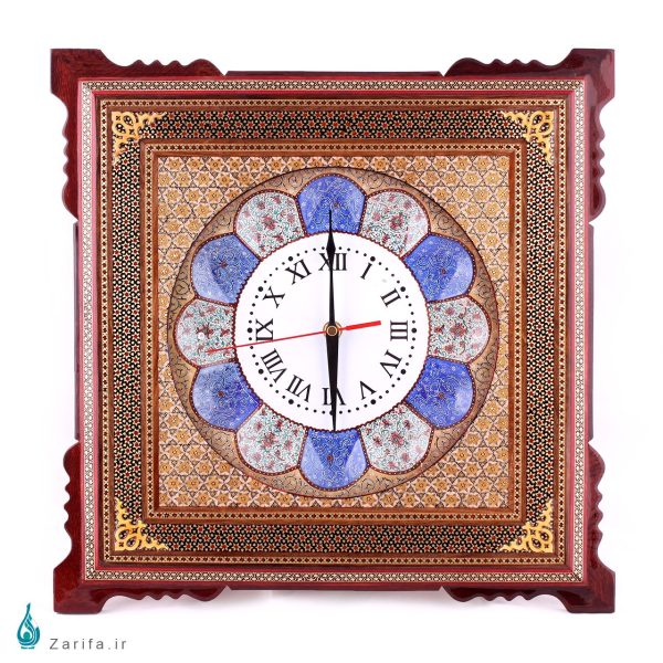 ساعت دیواری خاتم کروبی با صفحه مینا آبی