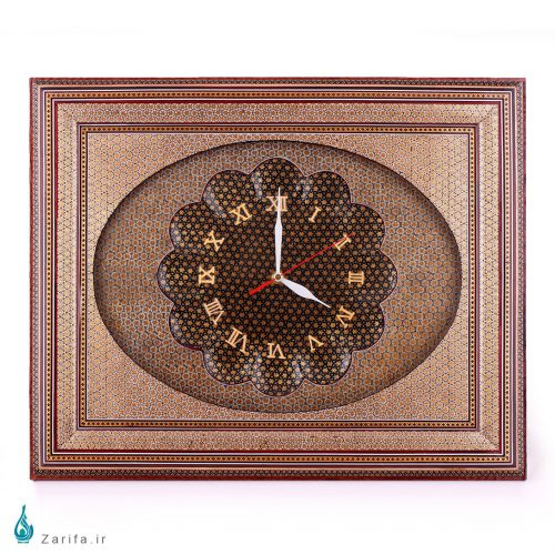 ساعت دیواری تمام خاتم صفحه بیضی افقی اثر کروبی