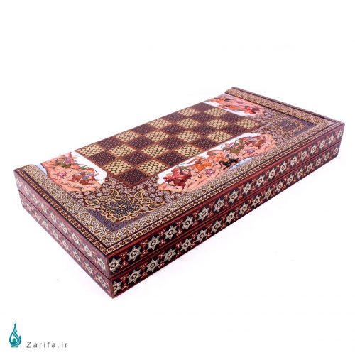 تخته نرد و شطرنج خاتم کروبی طرح شکارگاه - Image 2