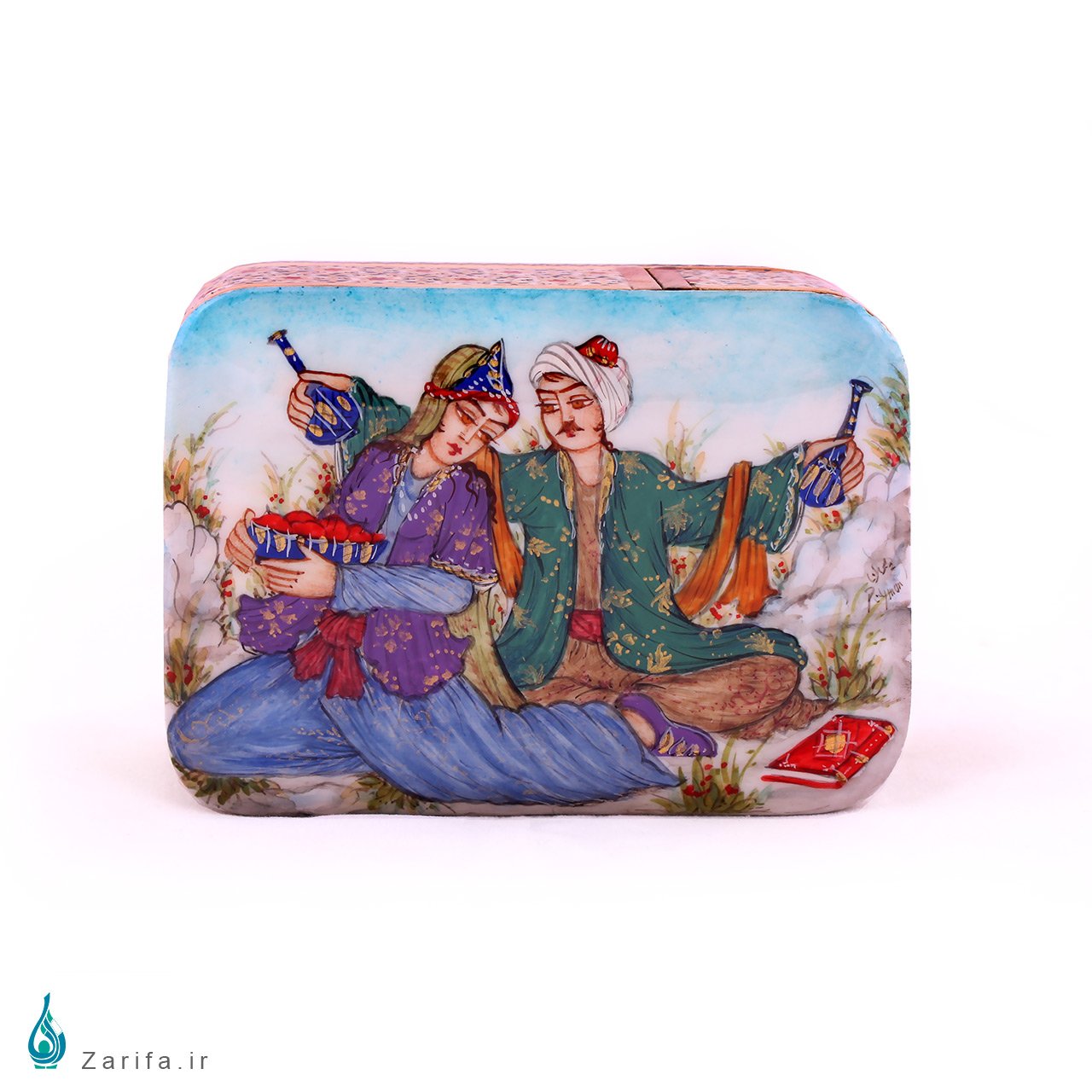 جعبه خاتم با نگارگری طرب اثر کروبی - Image 3