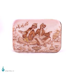 جعبه خاتم با نگارگری جام و غزل