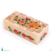جعبه سنگ مرمر با نگارگری گل و مرغ  فانیان سایز 10*20