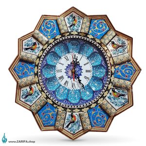 ساعت میناکاری با قاب خاتم قل دار