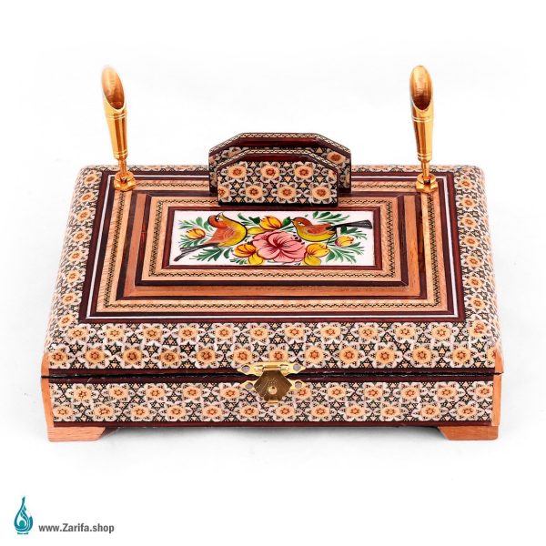 جاقلمی رومیزی و اداری خاتم جعبه دار داخل جیر