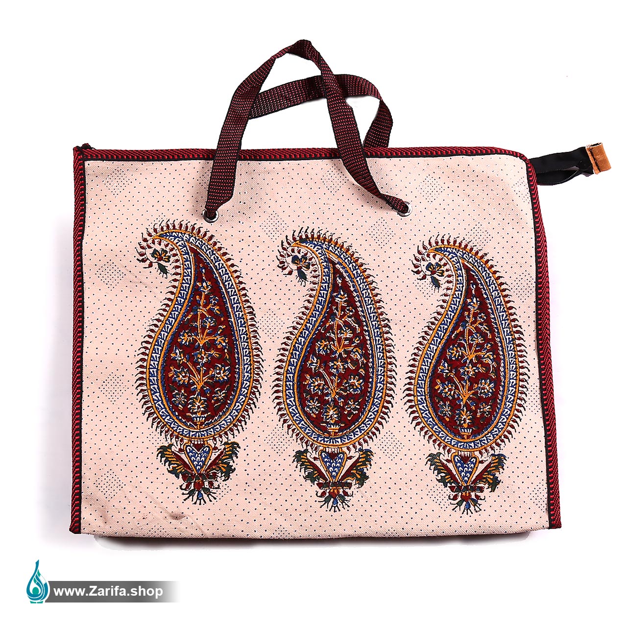 کیف قلمکار دسته بندی بته جقه زیپ دار32 در 42