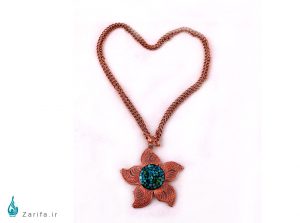 گردن آویز فیروزه و مس ملیله
