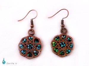 گوشواره فیروزه و مس مشبک