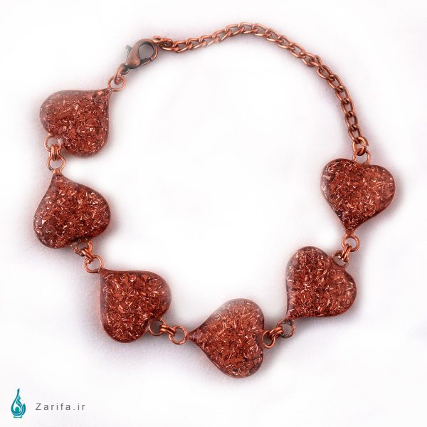 دست بند چند تکه مس و براده مس مدل قلب