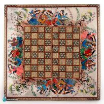 تخته نرد و شطرنج خاتم لب گرد مجلس بزم صدف سفید 50*50