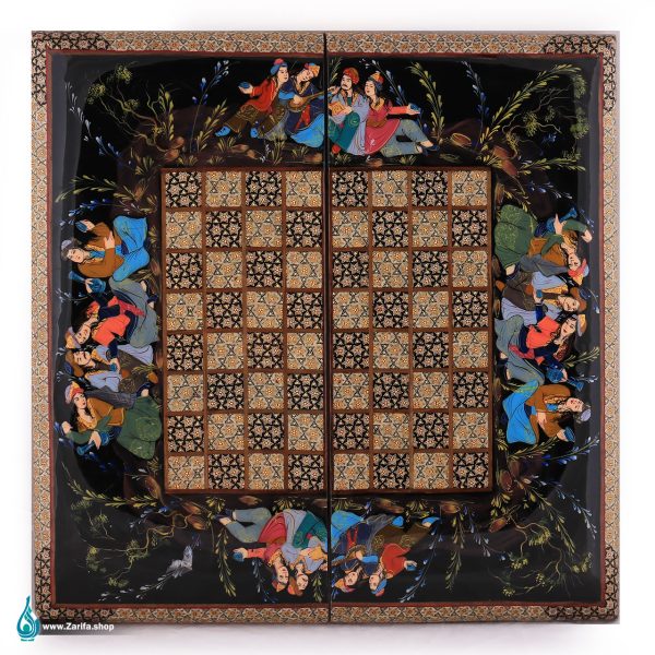 تخته نرد و شطرنج خاتم لب گرد مجلس بزم