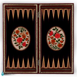 تخته نرد خاتم اعلا با نقاشی گل و مرغ صدف