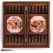 تخته نرد و شطرنج خاتم لب گرد مجلس بزم صدف